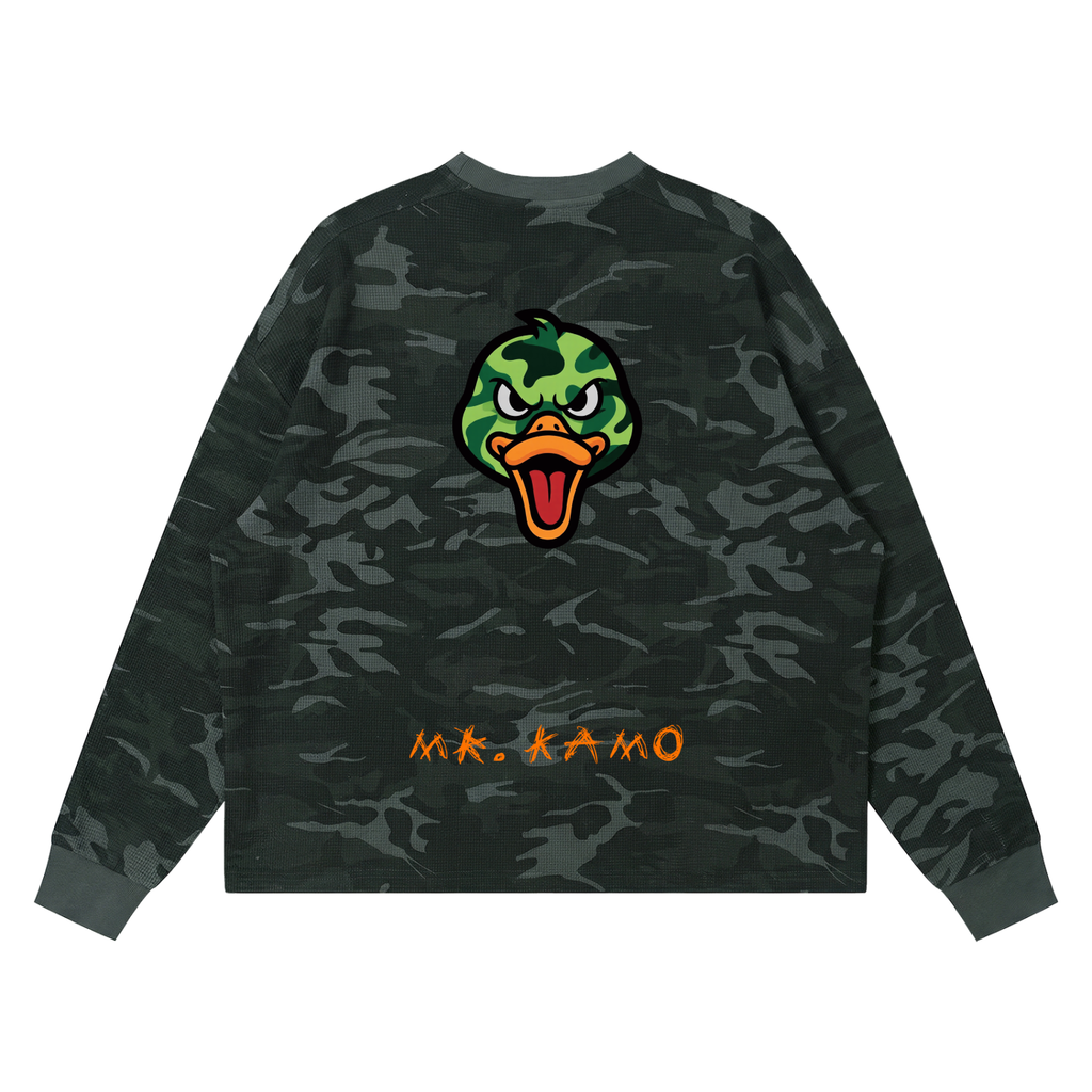 Unisex Waffle Boxy Long Sleeve T-Shirt MR> KAMO DUCKSVSBUCKS