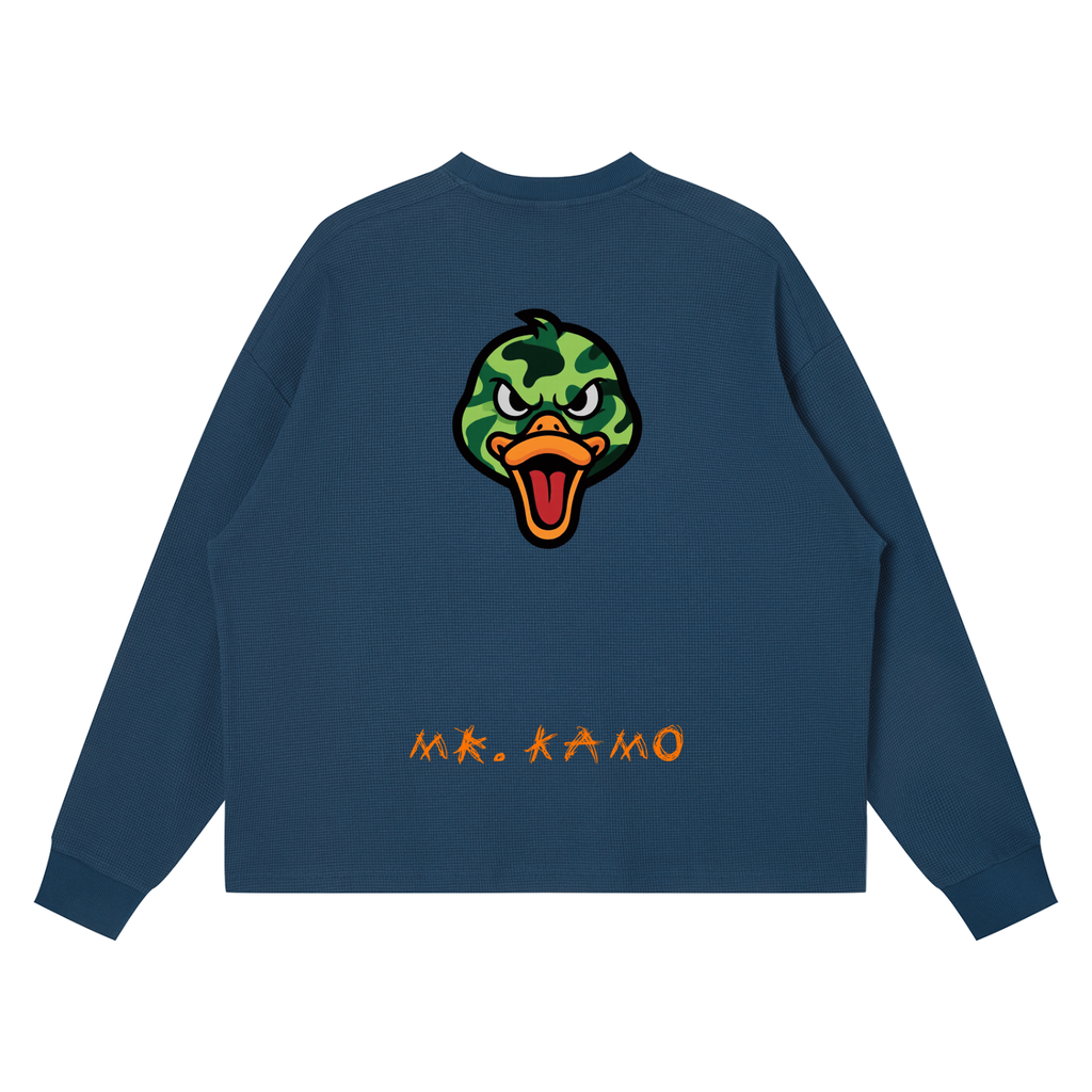 Unisex Waffle Boxy Long Sleeve T-Shirt MR> KAMO DUCKSVSBUCKS
